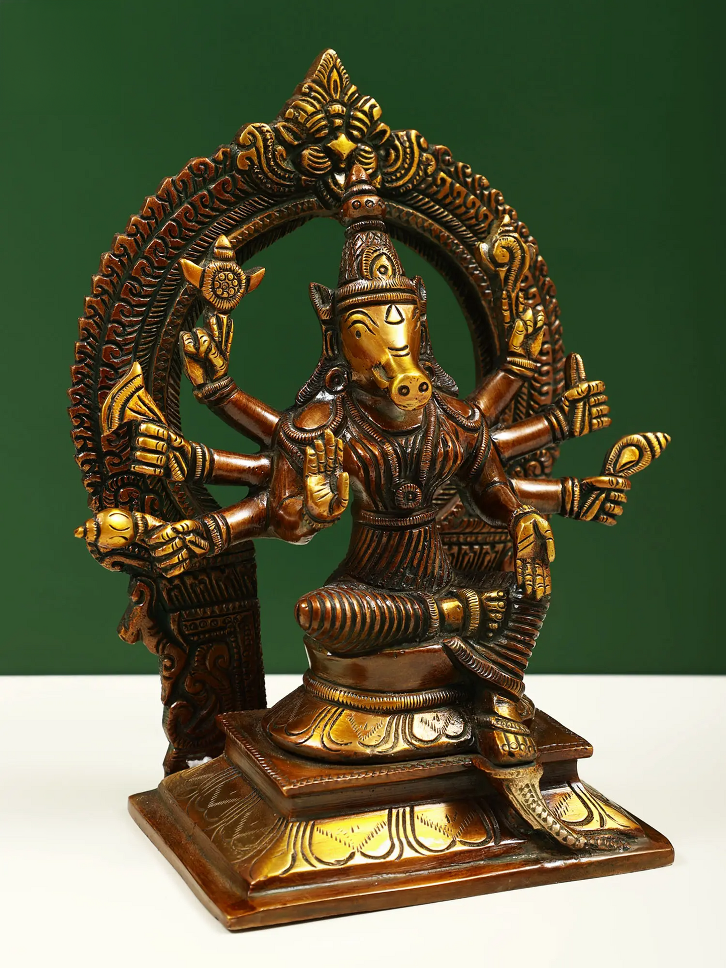 Brassaura® Brass Varaha Statue | Height 8.07 Inches & Weight 2.39 kg