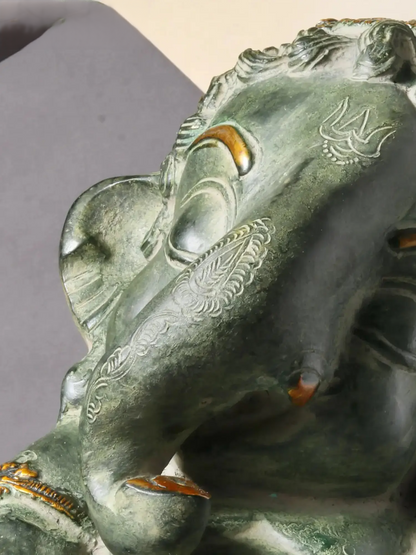 Brassaura™ Cute Baby Ganesha Brass Idol | Height 8 Inches & Weight 4.50 kgs