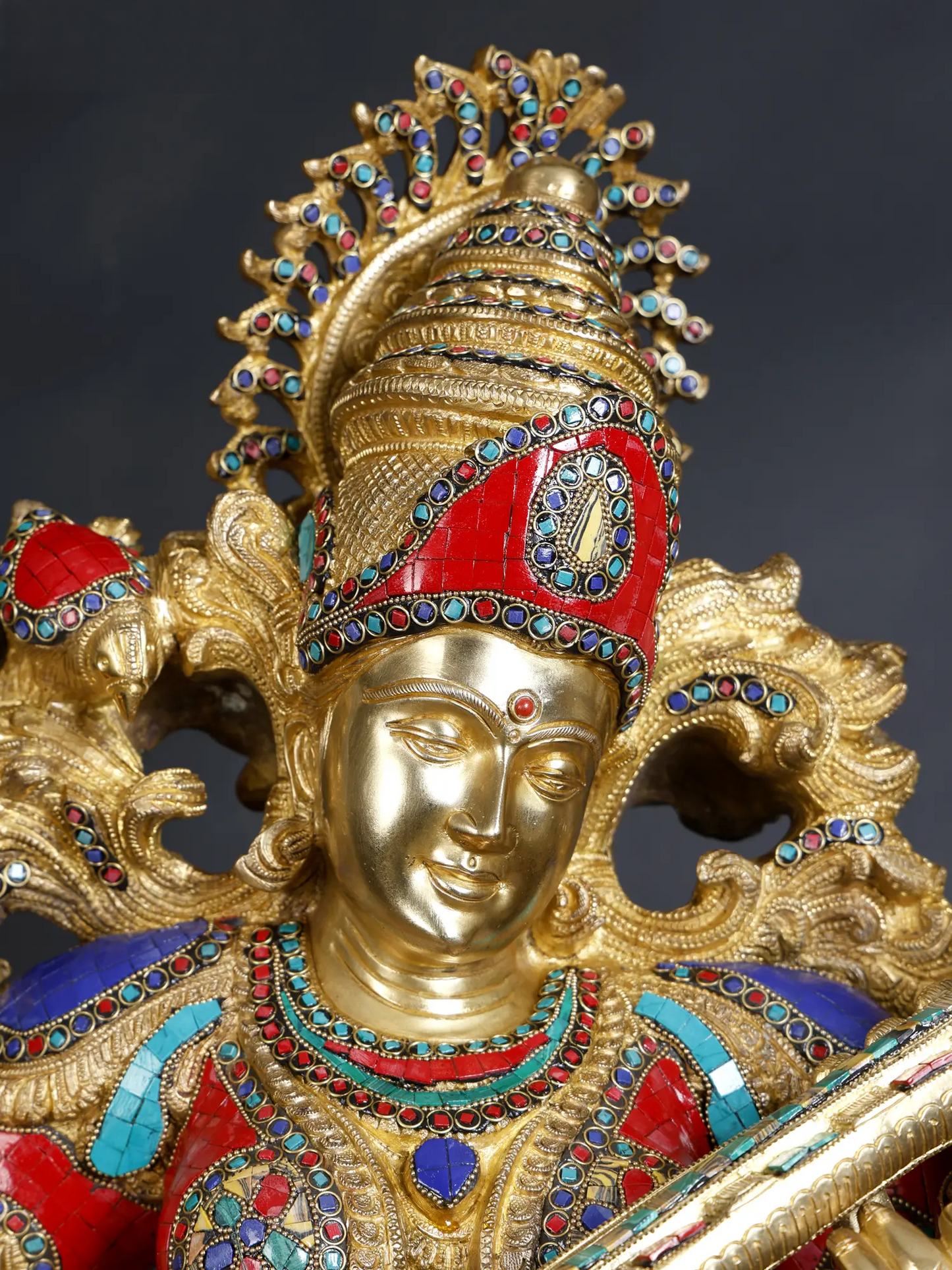 Brassaura® Grand Brass Goddess Saraswati Statue | 33.07 Inches | 87 kg