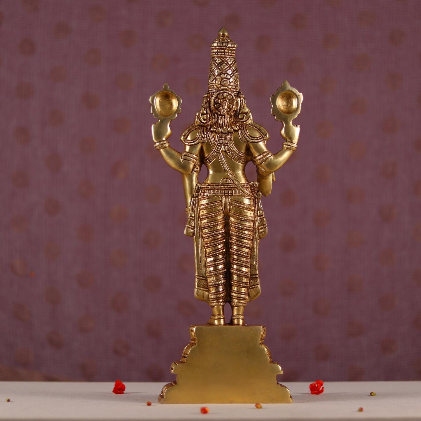 Brassaura® Lord Tirupati Balaji (Venkateshwar) Idol in Pure Brass | Height 19.5 Inches