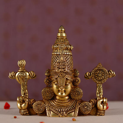 Brassaura® Brass Tirupati Balaji Wall Hanging | Height 9 Inches & Weight 2 kg