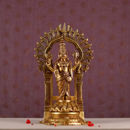 Brassaura® Lord Tirupati Balaji (Venkateshwar) on Tortoise Base in Pure Brass | Height 17 Inches