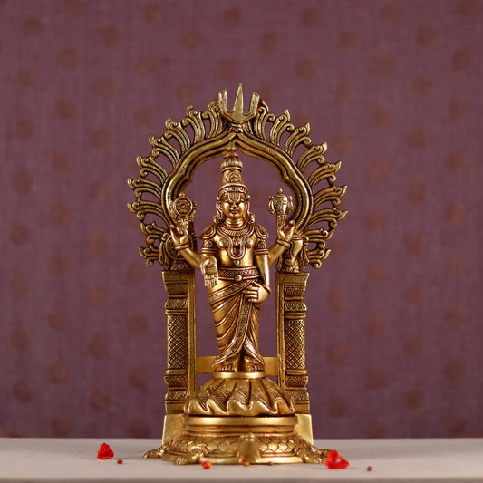 Brassaura® Lord Tirupati Balaji (Venkateshwar) on Tortoise Base in Pure Brass | Height 17 Inches