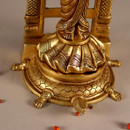 Brassaura® Lord Tirupati Balaji (Venkateshwar) on Tortoise Base in Pure Brass | Height 17 Inches