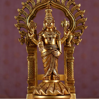 Brassaura® Lord Tirupati Balaji (Venkateshwar) on Tortoise Base in Pure Brass | Height 17 Inches