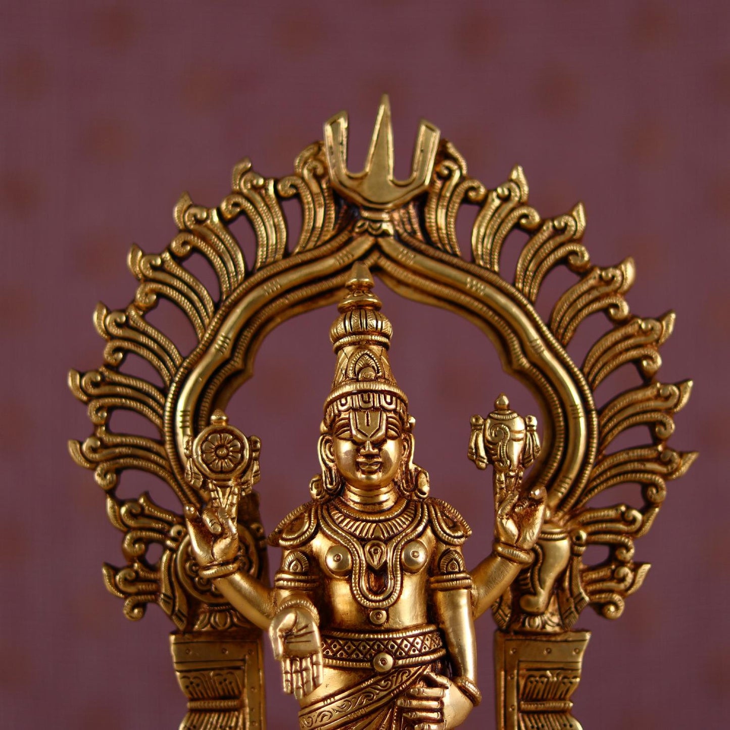 Brassaura® Lord Tirupati Balaji (Venkateshwar) on Tortoise Base in Pure Brass | Height 17 Inches