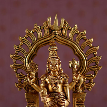 Brassaura® Lord Tirupati Balaji (Venkateshwar) on Tortoise Base in Pure Brass | Height 17 Inches