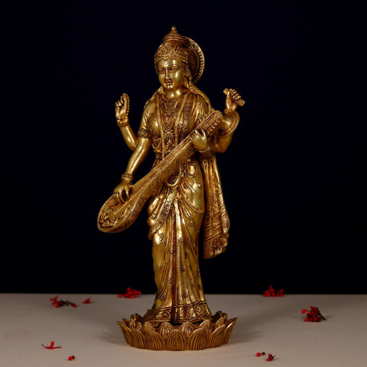 BRASS SARASWATI MATA IDOL HEIGHT 24 INCHES