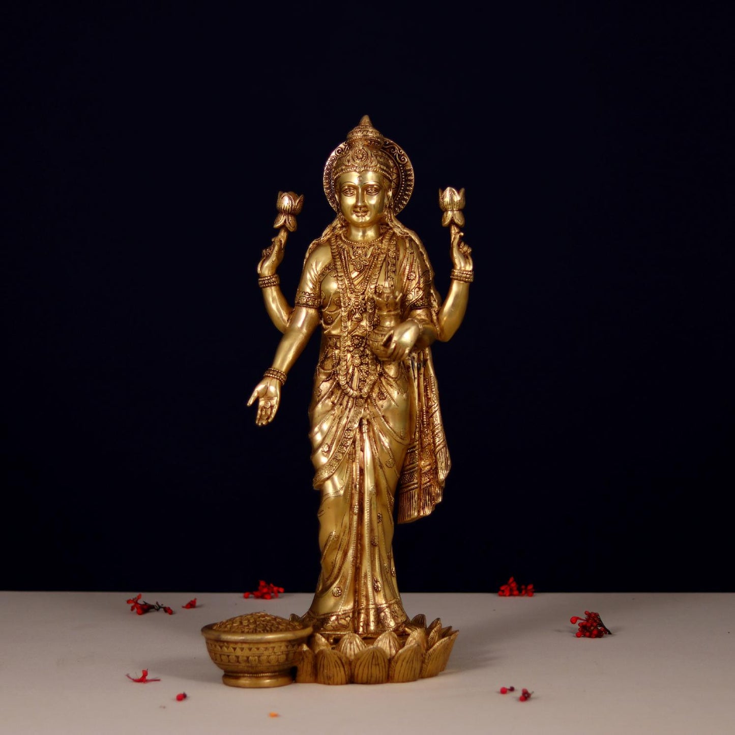 BRASS GODDESS LAKSHMI IDOL HEIGHT 24 INCHES