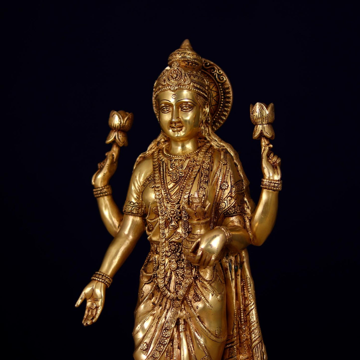 BRASS GODDESS LAKSHMI IDOL HEIGHT 24 INCHES