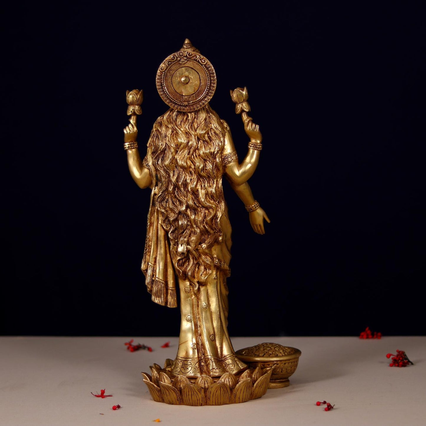 BRASS GODDESS LAKSHMI IDOL HEIGHT 24 INCHES