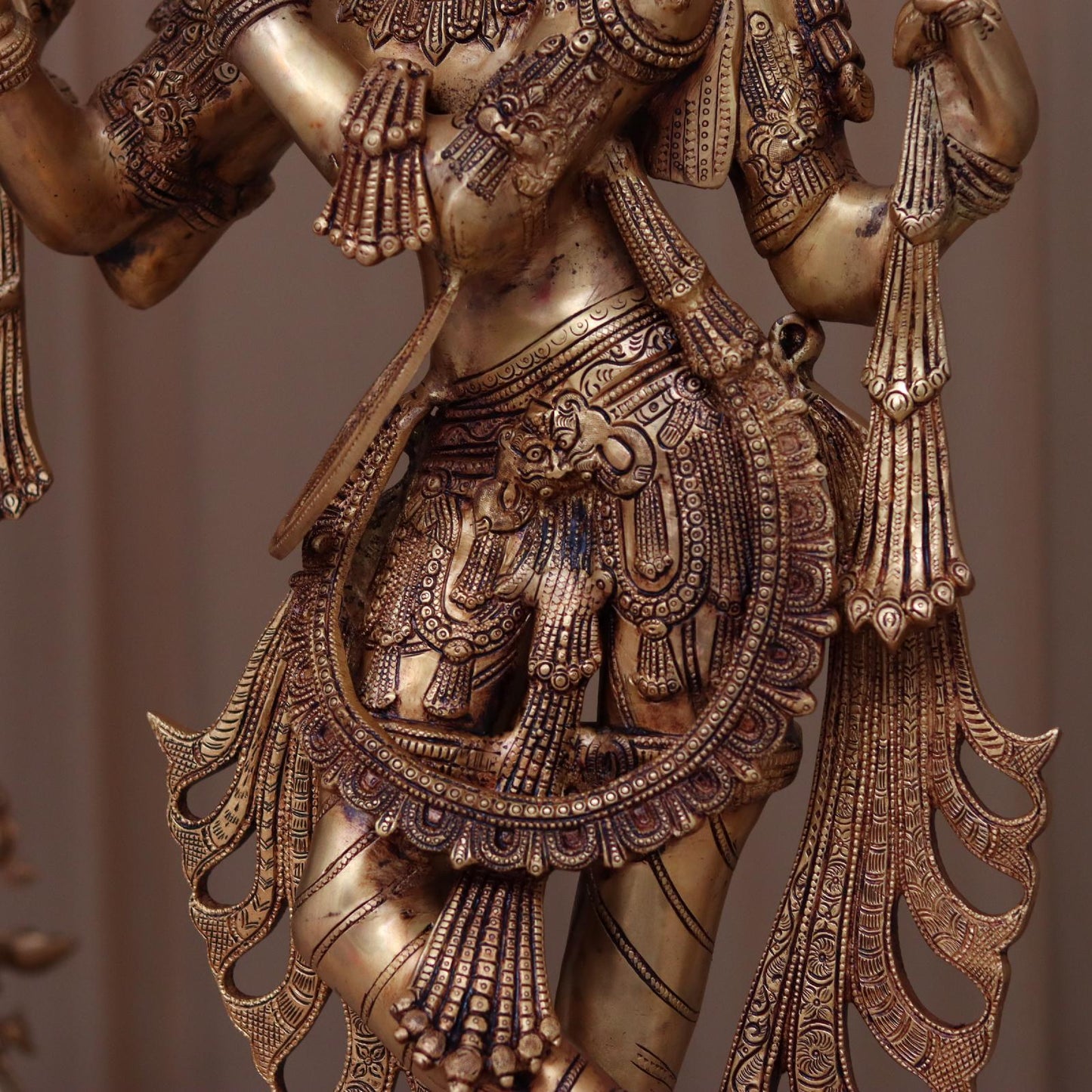 BRASS LARGE SIZE KRISHNA IDOL WITH SANKHA CHAKRA