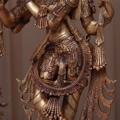 BRASS LARGE SIZE KRISHNA IDOL WITH SANKHA CHAKRA