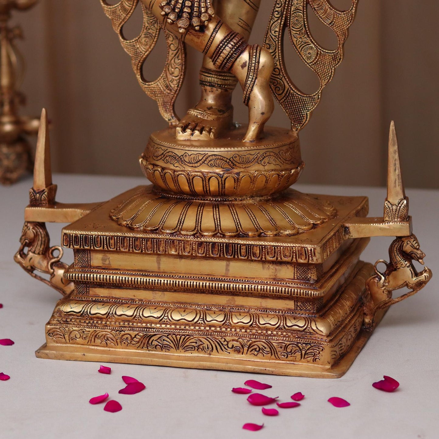 BRASS LARGE SIZE KRISHNA IDOL WITH SANKHA CHAKRA