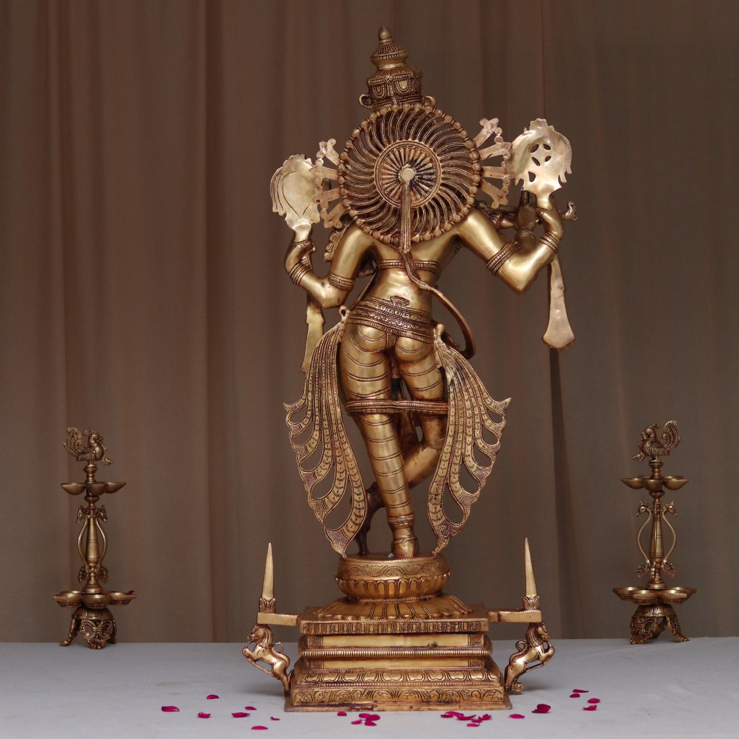 BRASS LARGE SIZE KRISHNA IDOL WITH SANKHA CHAKRA