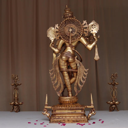BRASS LARGE SIZE KRISHNA IDOL WITH SANKHA CHAKRA