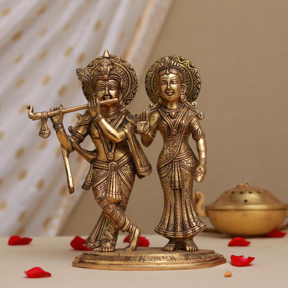 BRASS RADHA KRISHNA IDOL HEIGHT 10.5 INCH