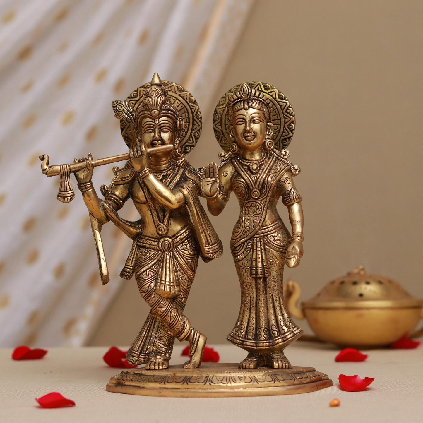 BRASS RADHA KRISHNA IDOL HEIGHT 10.5 INCH