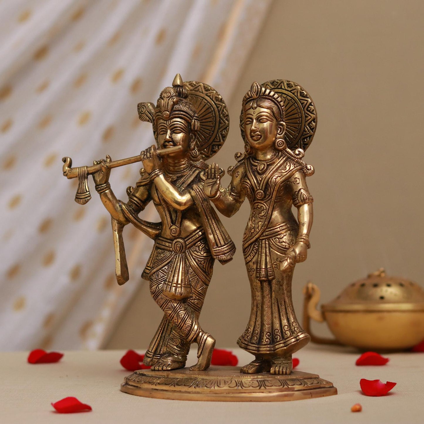 BRASS RADHA KRISHNA IDOL HEIGHT 10.5 INCH