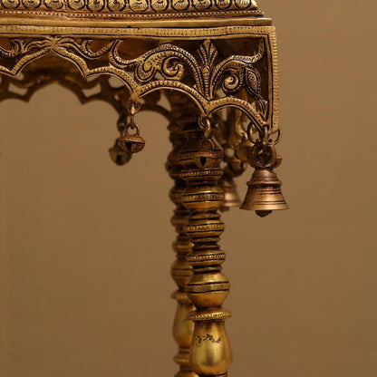 Brassaura® Pure Brass Temple | Traditional Handcrafted Devotional Mandir | Height 21 Inches