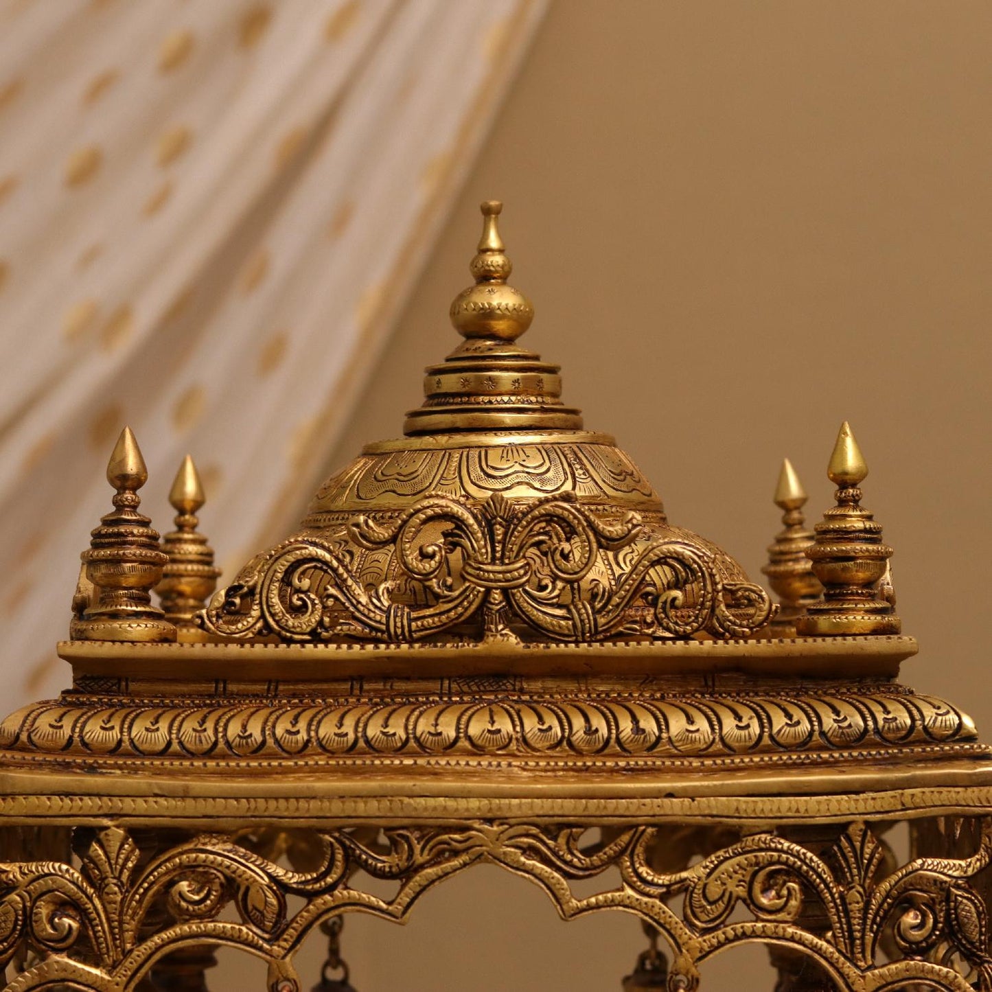Brassaura® Pure Brass Temple | Traditional Handcrafted Devotional Mandir | Height 21 Inches