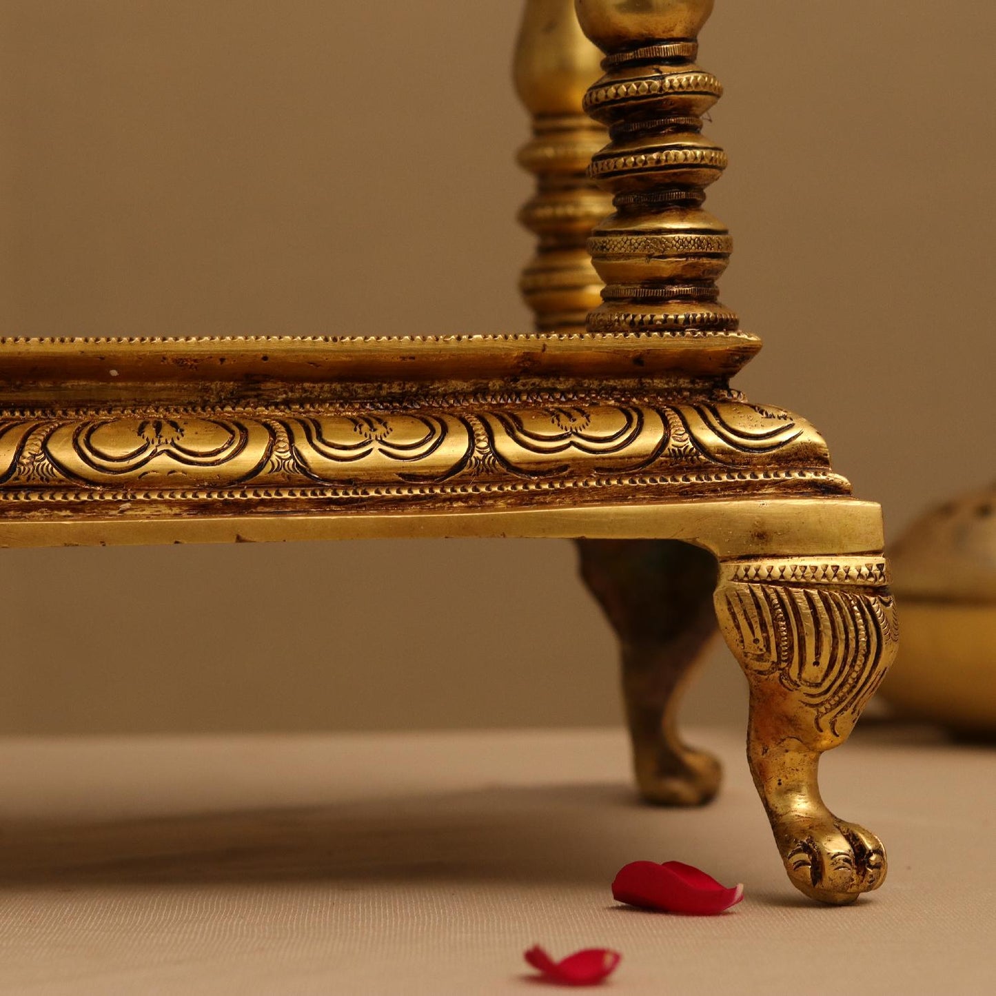 Brassaura® Pure Brass Temple | Traditional Handcrafted Devotional Mandir | Height 21 Inches