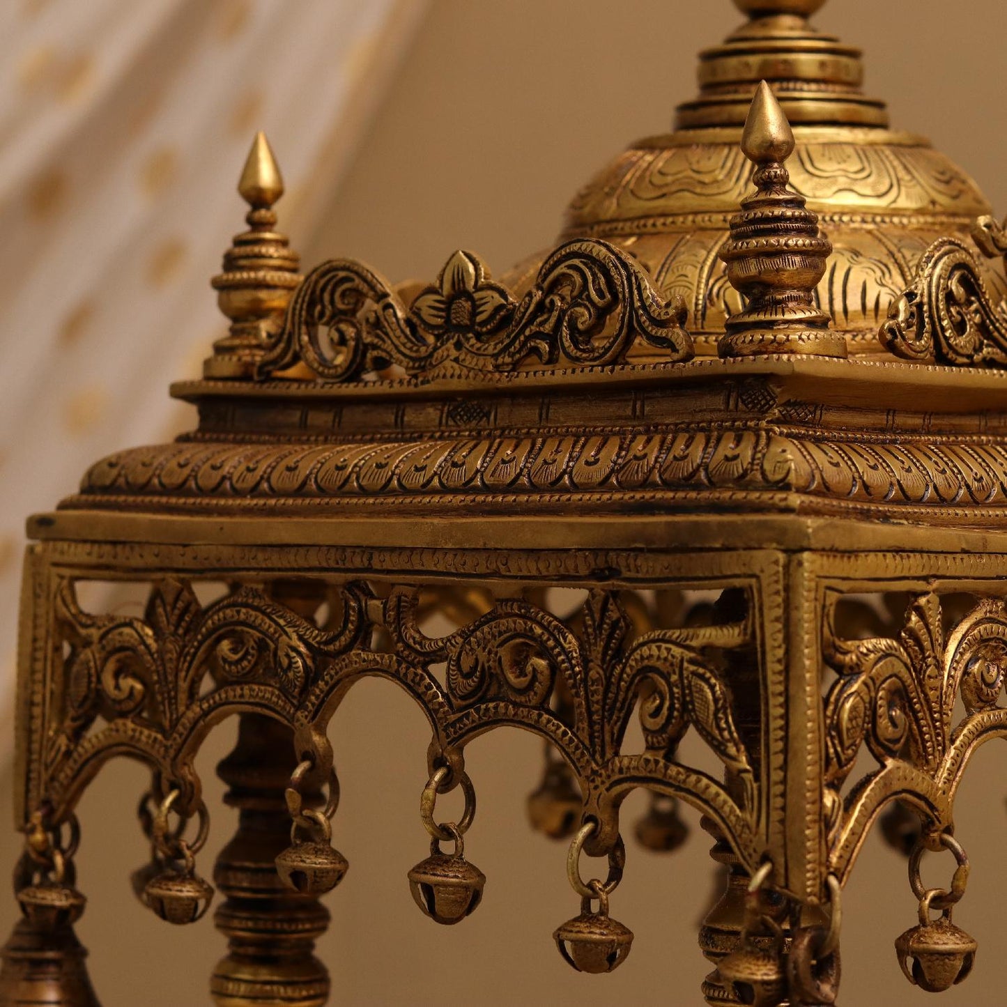 Brassaura® Pure Brass Temple | Traditional Handcrafted Devotional Mandir | Height 21 Inches