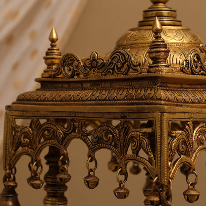 Brassaura® Pure Brass Temple | Traditional Handcrafted Devotional Mandir | Height 21 Inches