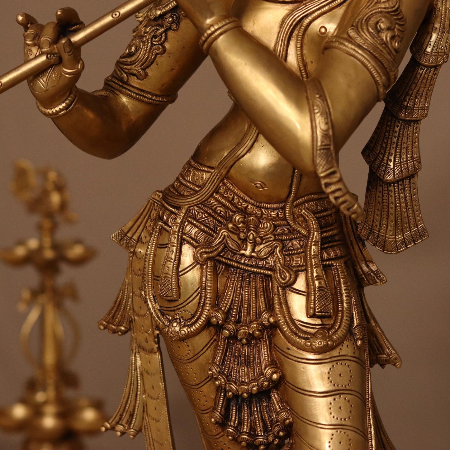 TRIBHANGI POSTURE 3 FEET BRASS LORD KRISHNA