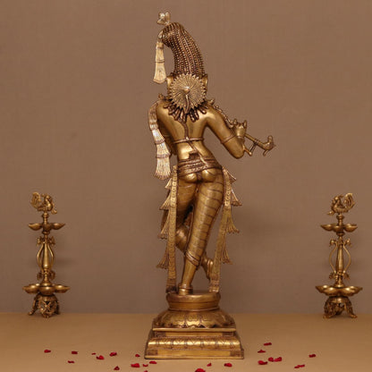 TRIBHANGI POSTURE 3 FEET BRASS LORD KRISHNA