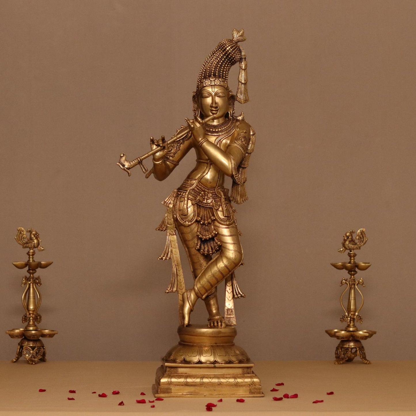 TRIBHANGI POSTURE 3 FEET BRASS LORD KRISHNA