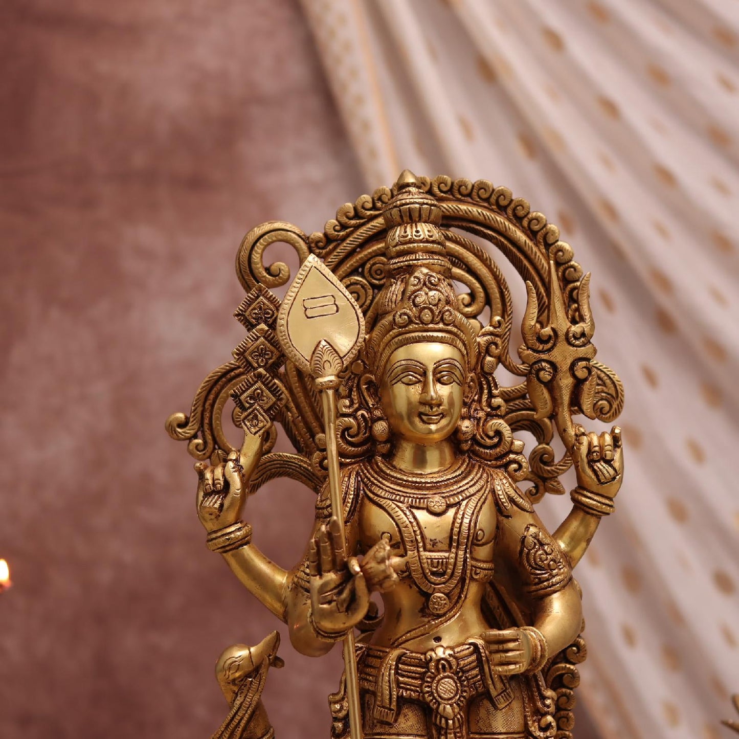 20 इंच पीतल की भगवान मुरुगन/कार्तिकेय की मूर्ति