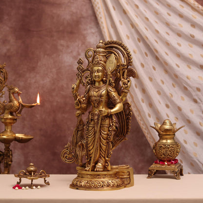 20 इंच पीतल की भगवान मुरुगन/कार्तिकेय की मूर्ति