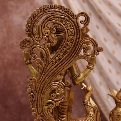 20 इंच पीतल की भगवान मुरुगन/कार्तिकेय की मूर्ति