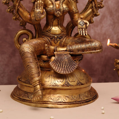 BRASS GODDESS LAXMI IDOL WITH FRAME ( 27 INCHES )