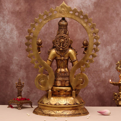 BRASS GODDESS LAXMI IDOL WITH FRAME ( 27 INCHES )