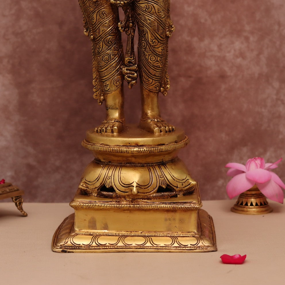 BRASS STANDING DEEPLAKSHMI OIL LAMP 31.5"