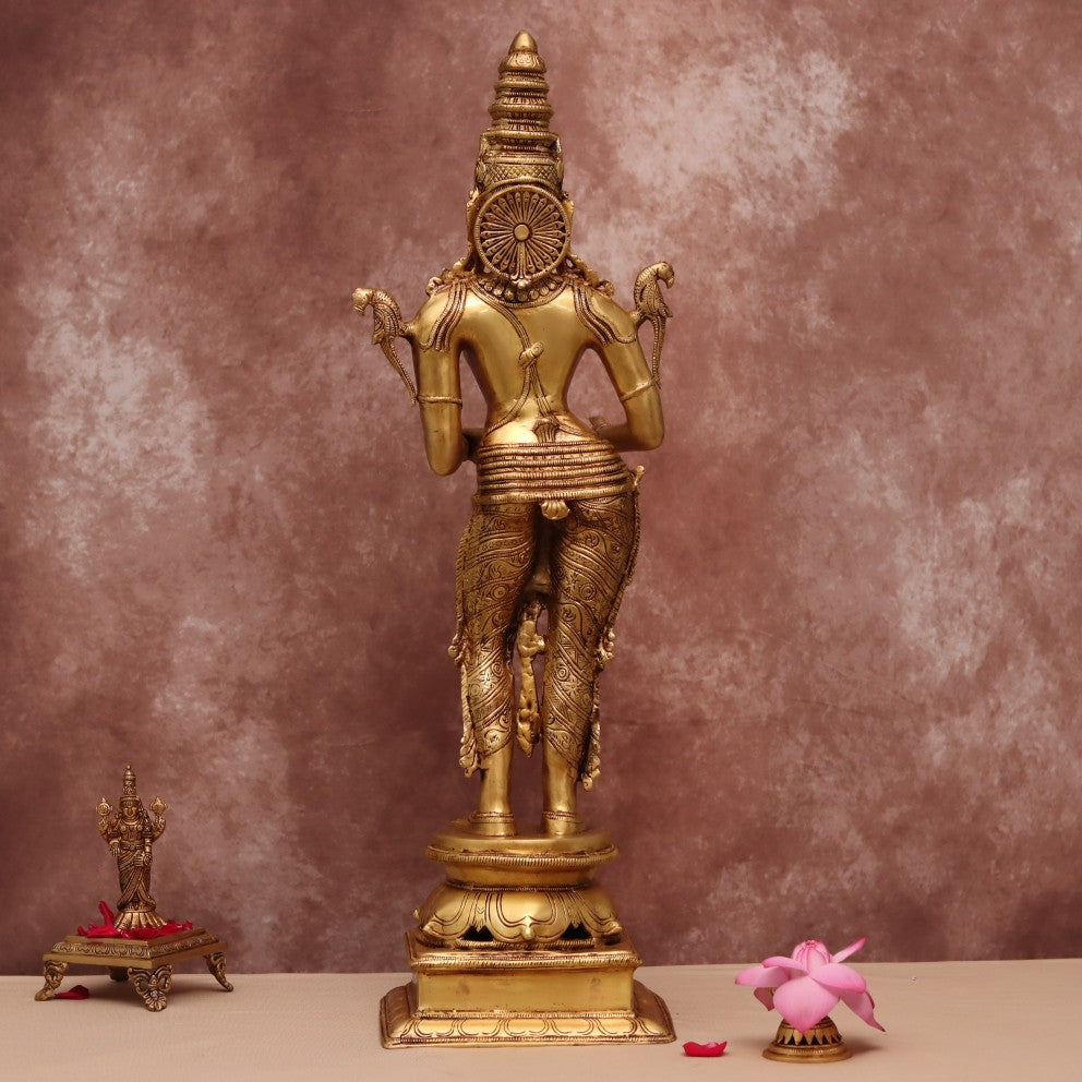 BRASS STANDING DEEPLAKSHMI OIL LAMP 31.5"