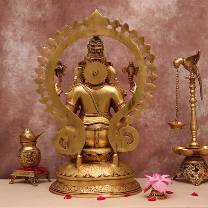 LARGE BRASS GANESHA IDOL WITH FRAME ( 27 INCHES )