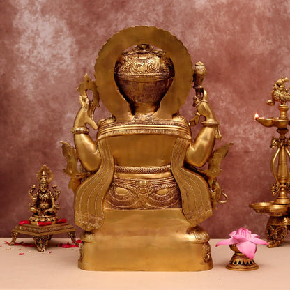 Brassaura® Lord Ganesha Brass Idol | Pure Brass | Height 22 Inches & Weight 22 kgs