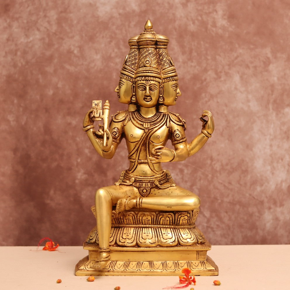 पीतल भगवान ब्रह्मा प्रतिमा ऊंचाई 16 इंच