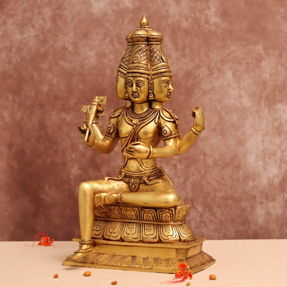 पीतल भगवान ब्रह्मा प्रतिमा ऊंचाई 16 इंच