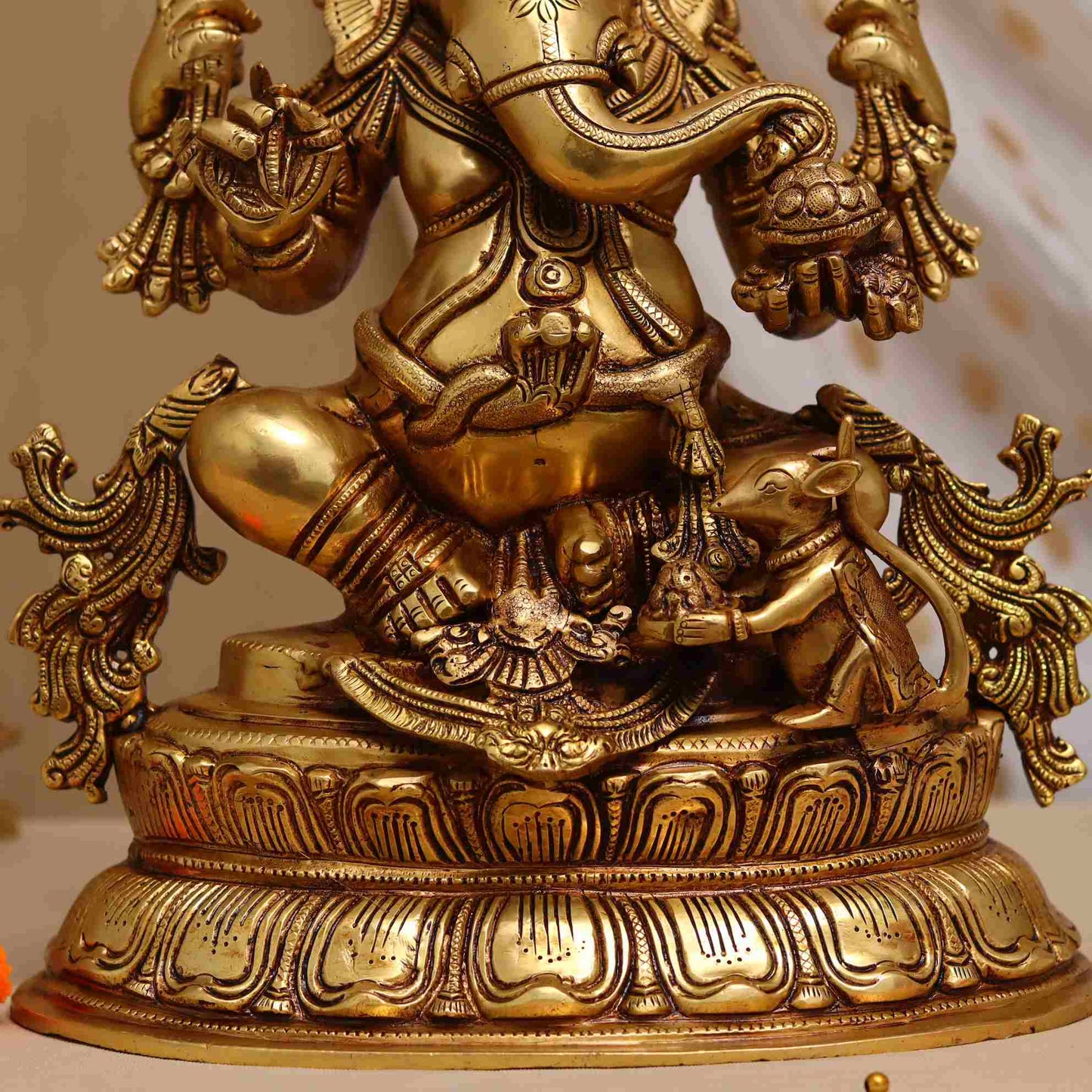 Brassaura® LARGE SIZE BRASS GANESHA IDOL HEIGHT 16 INCH