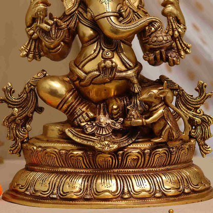 Brassaura® LARGE SIZE BRASS GANESHA IDOL HEIGHT 16 INCH