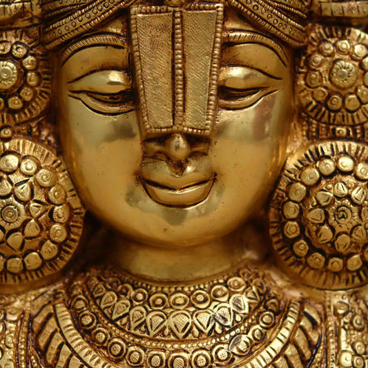 Brassaura® वॉल हैंगिंग तिरुपति बालाजी आइडल शुद्ध पीतल में | ऊंचाई 16 इंच