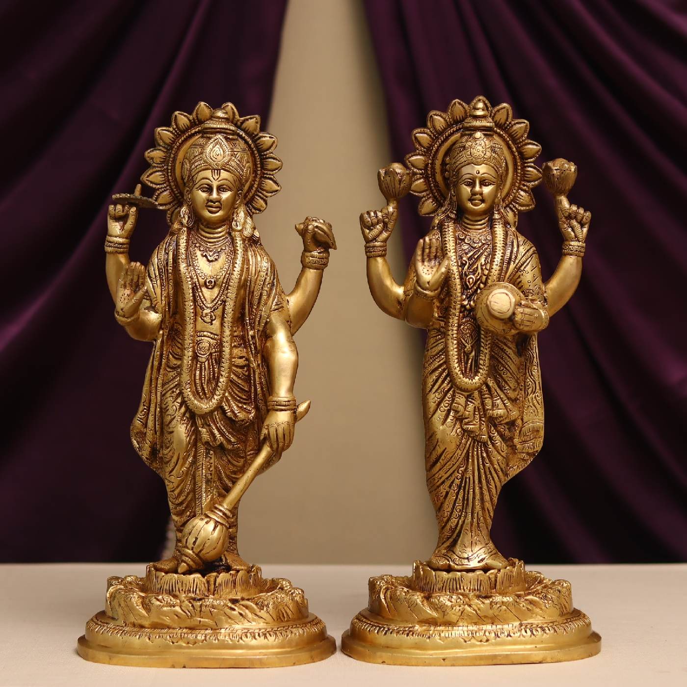 BRASS LAXMI NARAYAN MURTI HEIGHT 16 INCHES