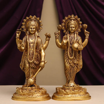 BRASS LAXMI NARAYAN MURTI HEIGHT 16 INCHES
