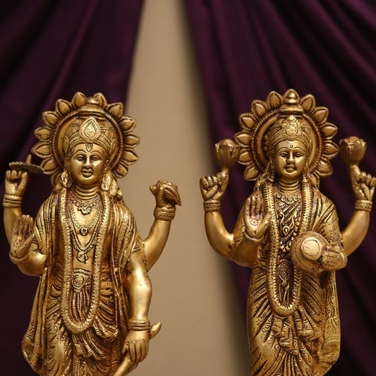 BRASS LAXMI NARAYAN MURTI HEIGHT 16 INCHES