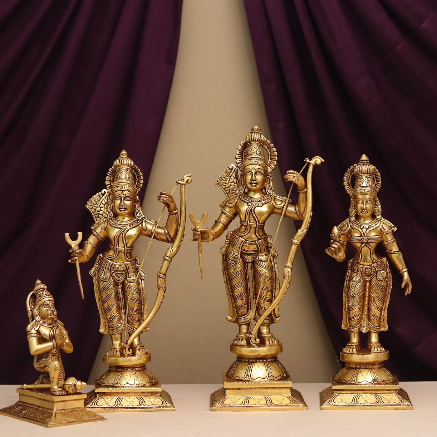 पीतल की राम दरबार मूर्ति, ऊंचाई 23 इंच