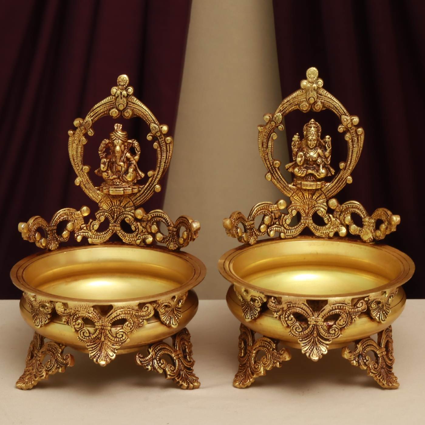 BRASS LAXMI GANESH URLI HEIGHT 11 INCHES